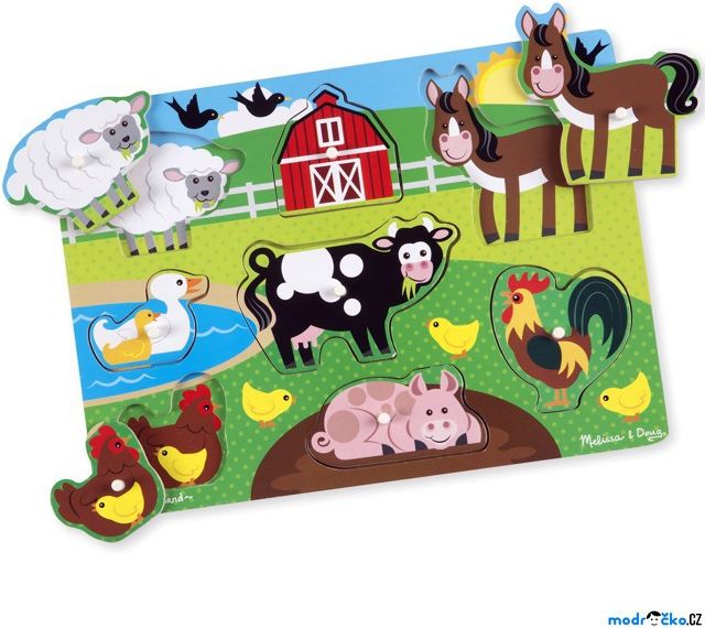 Puzzle vkládací - Farma dřevěné, 8ks (M&D) - obrázek 1