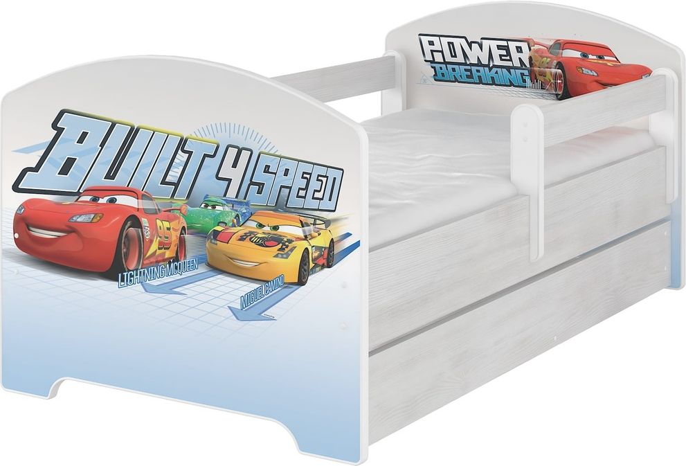 Dětská postel Ourbaby Racing Cars bílá 160x80 cm - obrázek 1