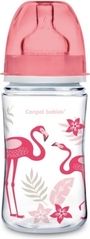 Lahev kojenecká plastová Canpol – PLAMEŇÁCI s růžovou - 250ml - obrázek 1
