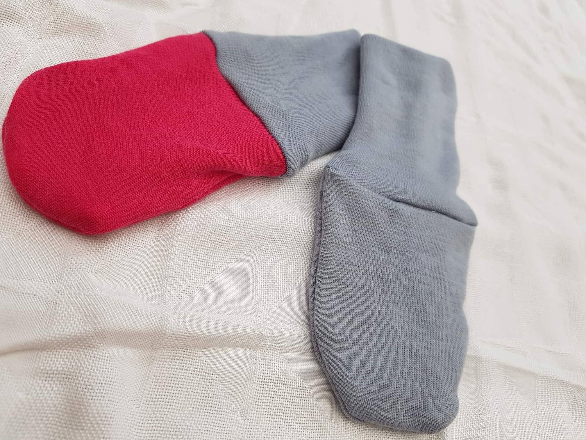 Merino rukavičky, oboustranné - světle šedá/růžová - obrázek 1