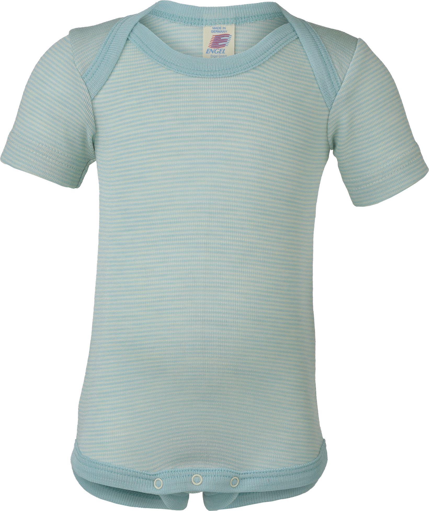 Merino/hedvábí body Engel - ledově modrá, proužek - 62/68 - obrázek 1
