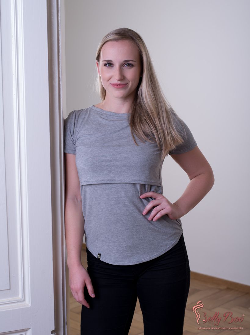 BellyBoo® Bamboo - Kojící tričko - šedé - obrázek 1