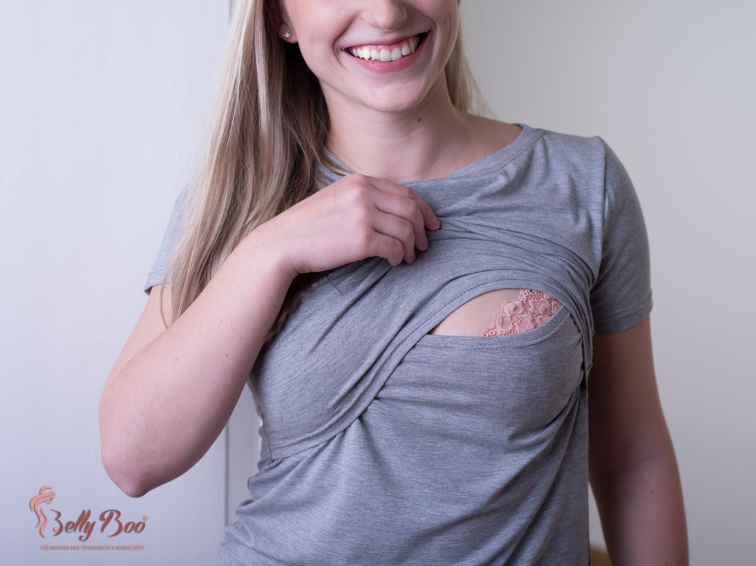 BellyBoo® Bamboo - Kojící tričko - šedé - obrázek 2