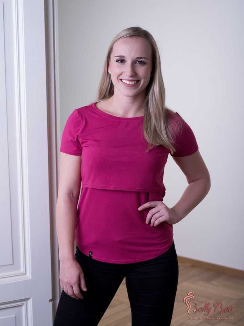BellyBoo® Bamboo - Kojící tričko - purpurové - obrázek 1
