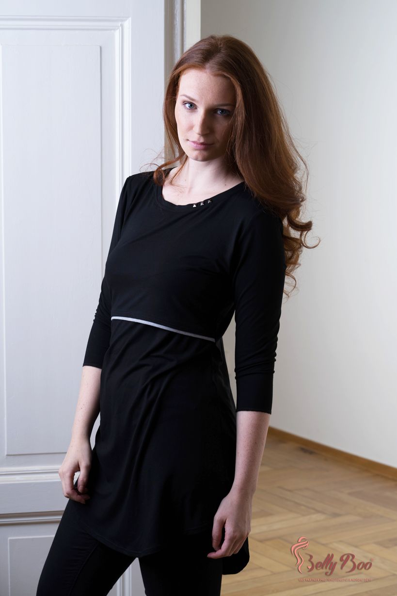 BellyBoo® Bamboo - Kojící tričko/šaty - černé - obrázek 1