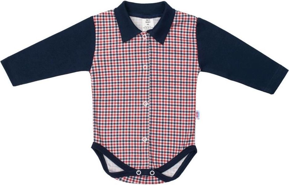 NEW BABY Kojenecké celorozepínací Polo body New Baby Checkered modré - Kojenecké celorozepínací Polo body New Baby Checkered modré - obrázek 1