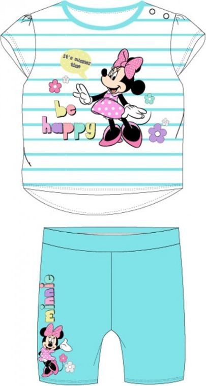 E plus M - Kojenecká / dětská bavlněná letní souprava / set tričko a šortky Minnie Mouse - Disney - tyrkysová 86 - obrázek 1