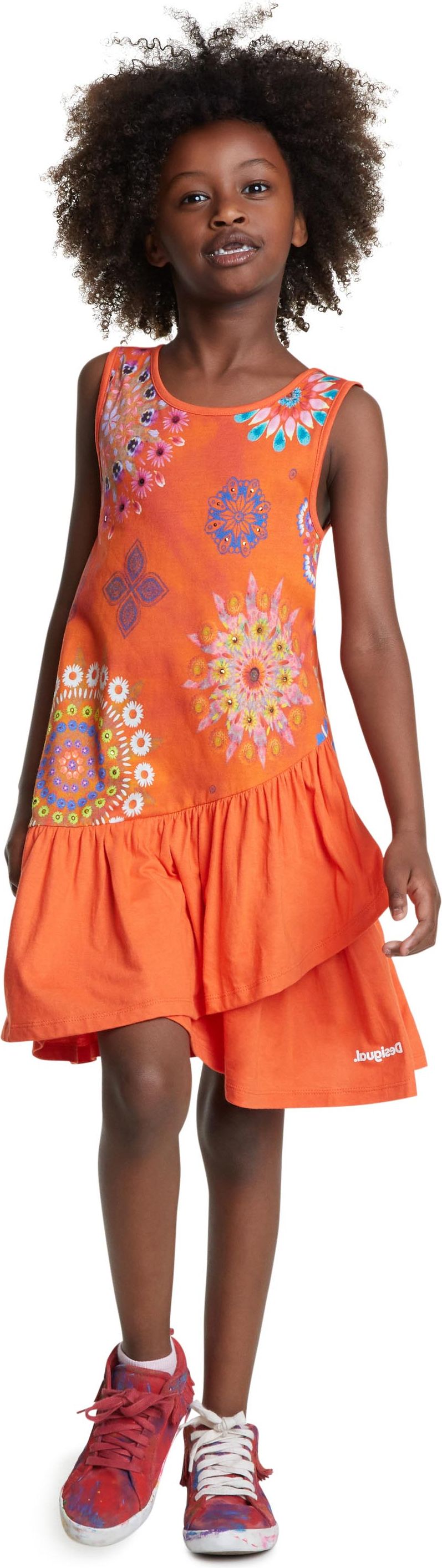 Desigual oranžové dívčí šaty Vest Chicoloapan - 3/4 - obrázek 1