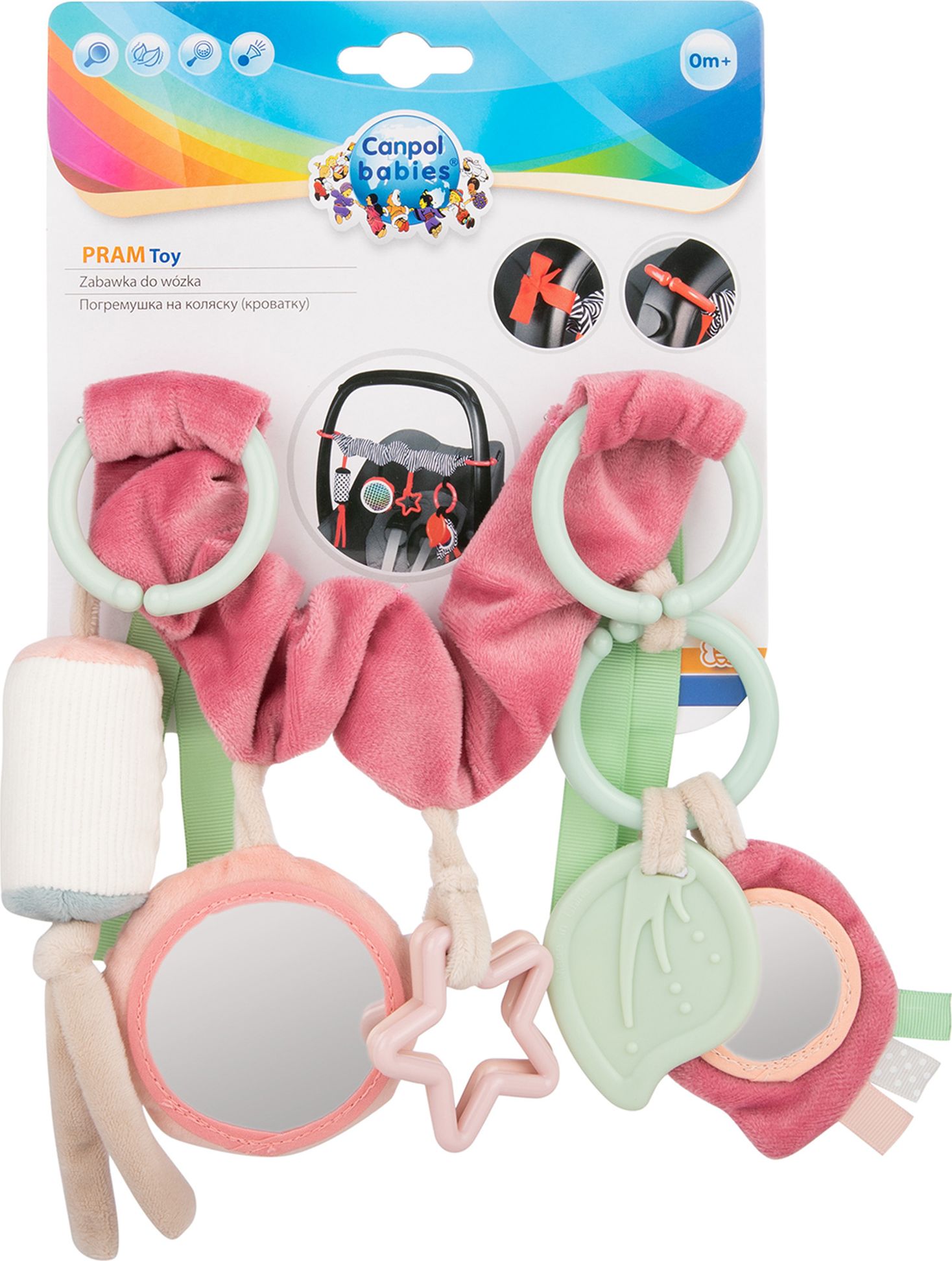 Canpol babies Závěsná hračka na kočárek/autosedačku Pastel Friends růžová - obrázek 2