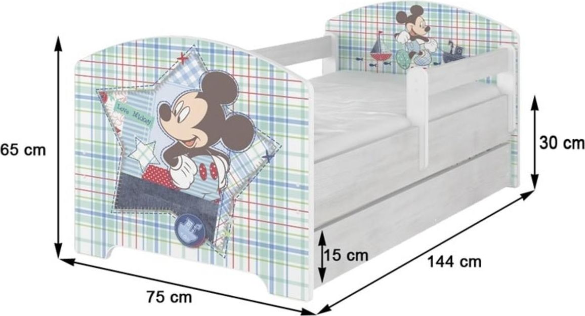 Dětská postel Ourbaby Blue Mickey Mouse 160x80 cm - obrázek 3
