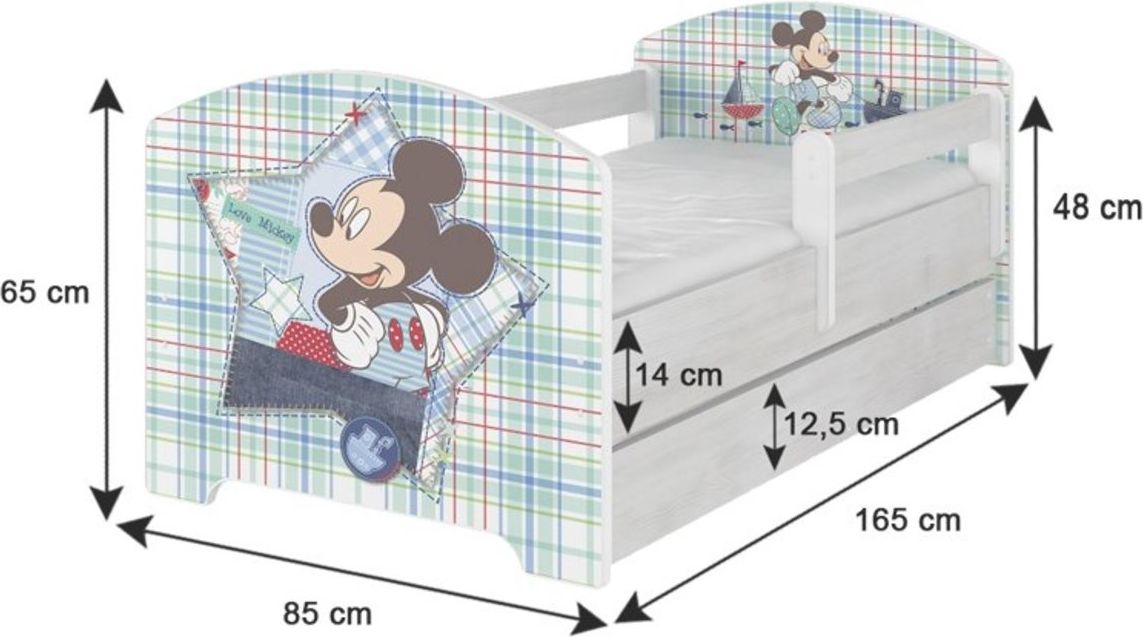 Dětská postel Ourbaby Blue Mickey Mouse 160x80 cm - obrázek 4