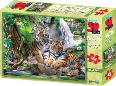 3D Puzzle Tygři 63 dílků - obrázek 1