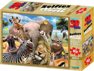3D Puzzle Afrika selfie 63 dílků - obrázek 1