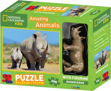 3D Puzzle Nosorožec 100 dílků figurka - obrázek 1