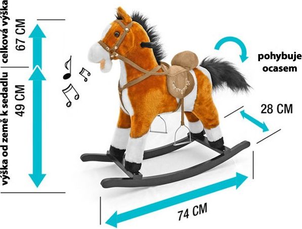 Houpací koník s melodií Milly Mally Mustang tmavě hnědý - hnědá - obrázek 2