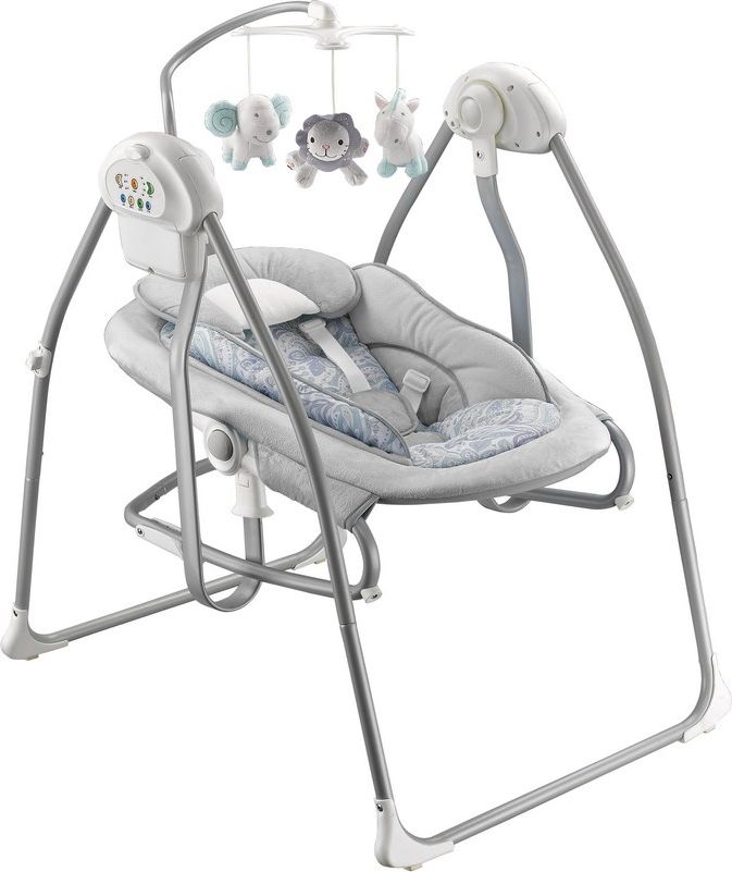 Dětské lehátko s houpátkem a kolotočem 2v1 Baby Mix grey - šedá - obrázek 1