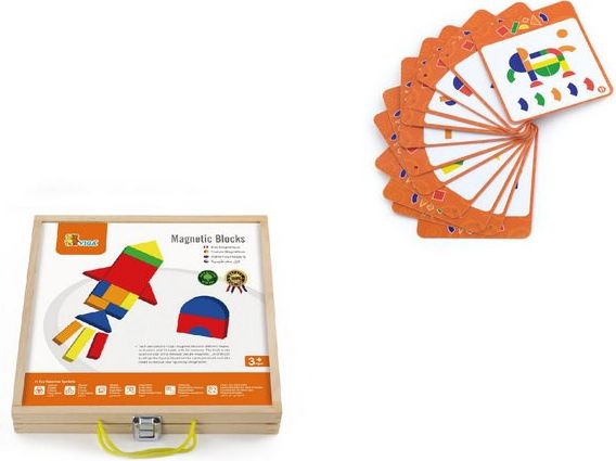 Dřevěný kufřík s magnetickými kostkami pro děti Viga - multicolor - obrázek 2