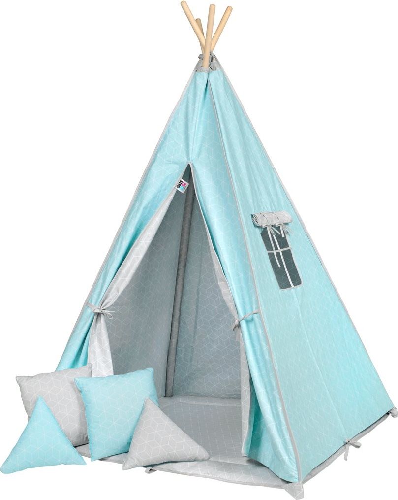 Dětský luxusní stan Teepee PlayTo světle - tyrkysová - obrázek 6