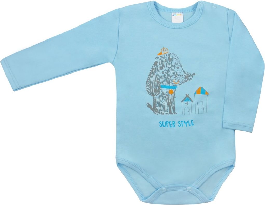 Kojenecké body s dlouhým rukávem Super Style Amma - modrá/86 (12-18m) - obrázek 1