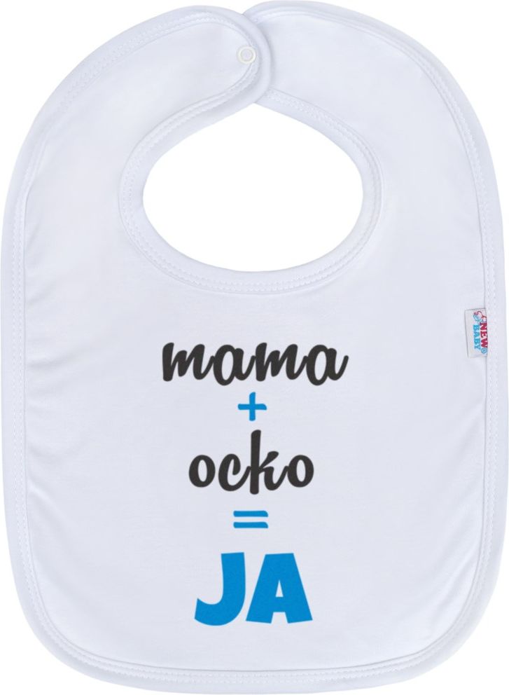 Kojenecký bavlněný bryndák New Baby mama+ocko=JA modrý - obrázek 1