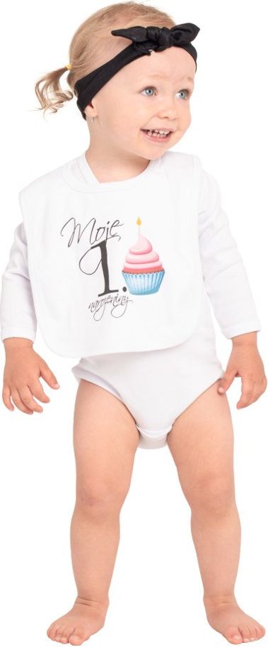 Kojenecký bavlněný bryndák New Baby mama+ocko=JA modrý - obrázek 3