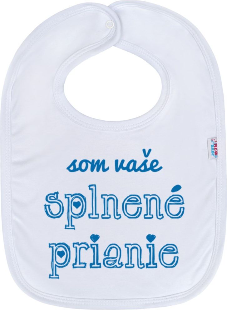 Kojenecký bavlněný bryndák New Baby som vaše splnené prianie modrý - obrázek 1