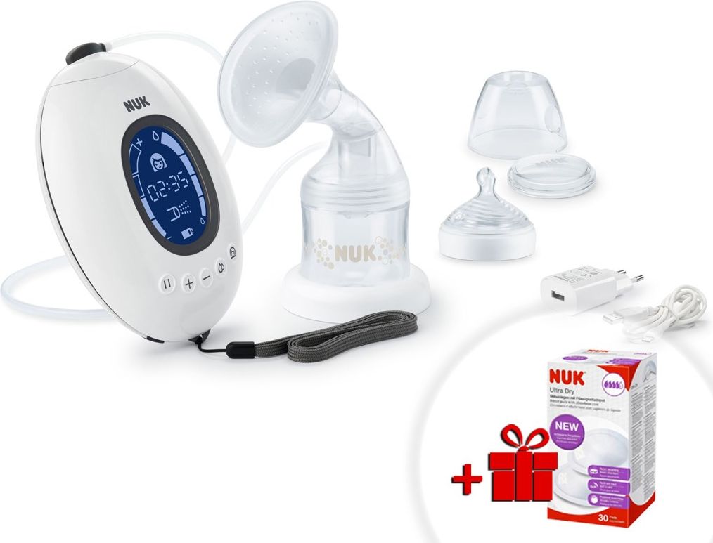 Elektronická odsávačka NUK Nature Sense+nádobka Sense 150 ml+dárek - obrázek 1