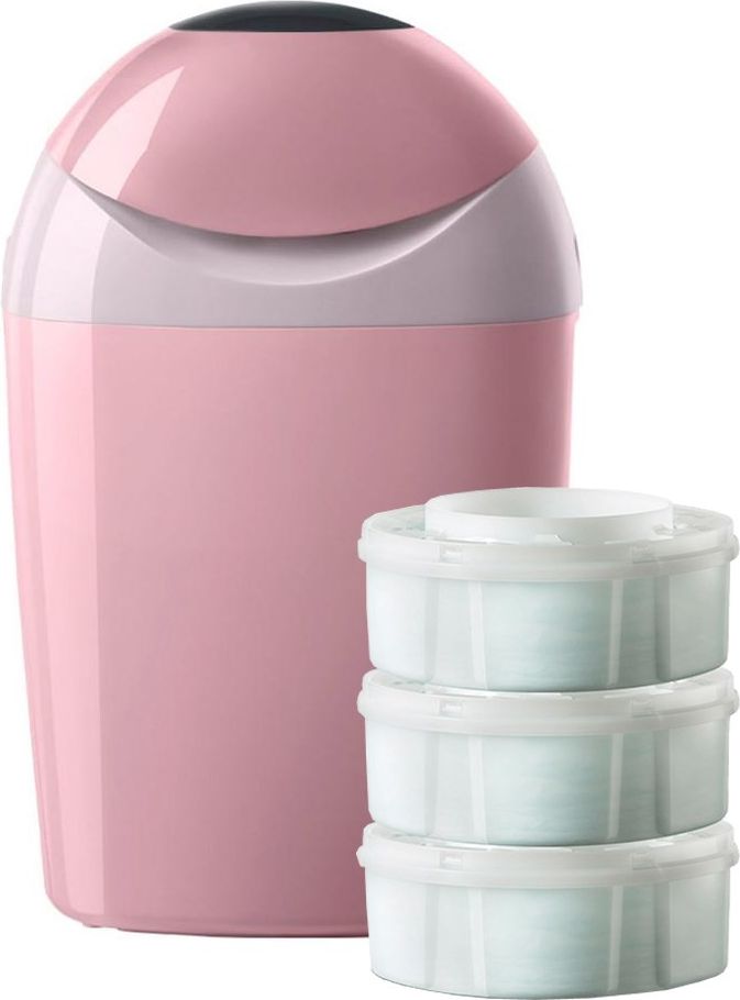 Koš na pleny Sangenic Tec Tommee Tippee + Zásobník 3 ks - růžová - obrázek 1