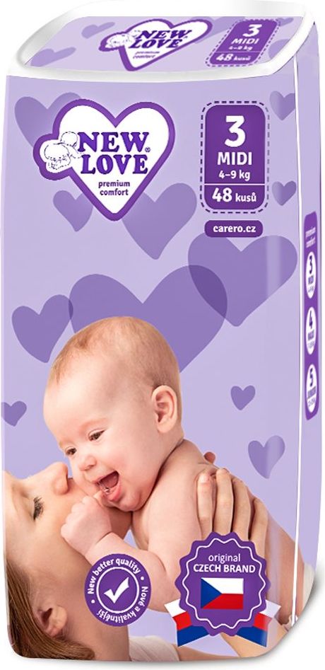 NEW LOVE MEGAPACK Dětské jednorázové pleny New Love Premium comfort 3 MIDI 4-9 kg 5x48 ks - obrázek 2