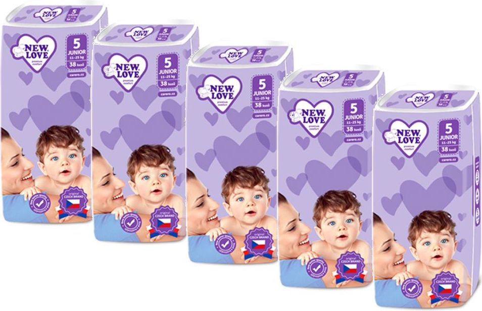 NEW LOVE MEGAPACK Dětské jednorázové pleny New Love Premium comfort 5 JUNIOR 11-25 kg 5x38 ks - obrázek 1