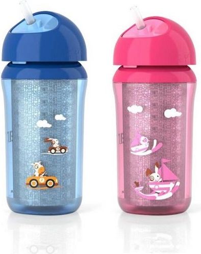 Philips Avent Izolovaný hrneček s brčkem 260 ml - Růžová - obrázek 2
