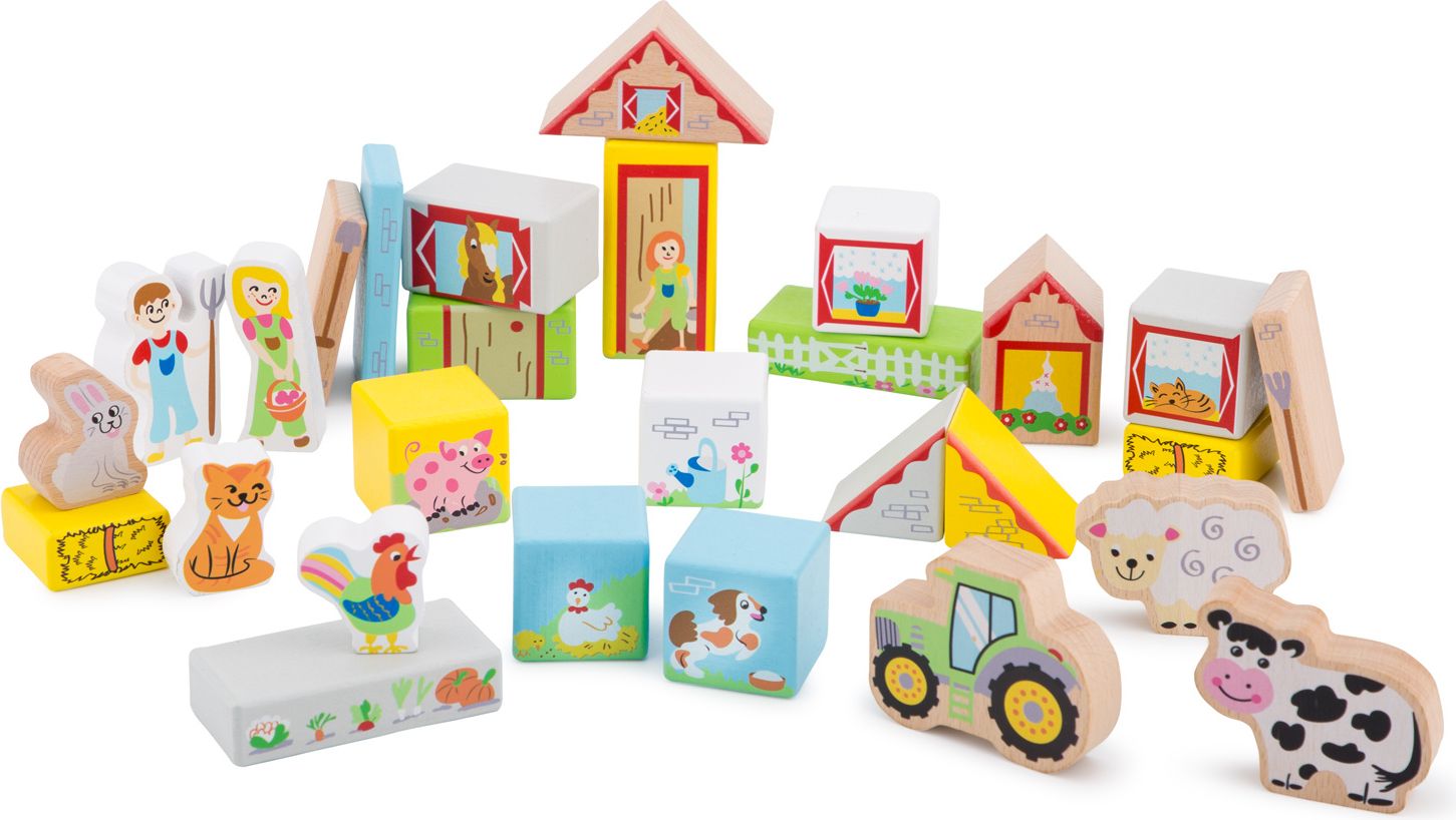 New Classic Toys Dřevěné kostky Farma - obrázek 1