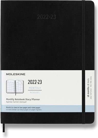 Moleskine 18měsíční diář 2022-23 - měkké desky, měsíční, černý B5 - obrázek 1