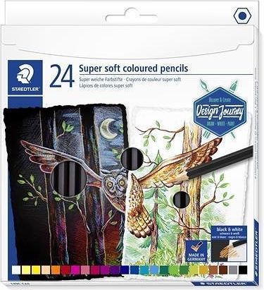Barevné pastelky "Design Journey Super Soft", sada 24 barev, šestihranná, STAEDTLER, set 24 ks - obrázek 1