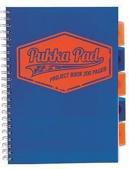 Blok "Project book Neon", modrá, A4, čtverečkovaný, 100 listů, spirálová vazba, PUKKA PAD - obrázek 2
