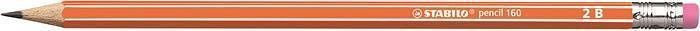 Grafitová tužka s gumou "Pencil 160", oranžová, 2B, šestihranná, STABILO - obrázek 1