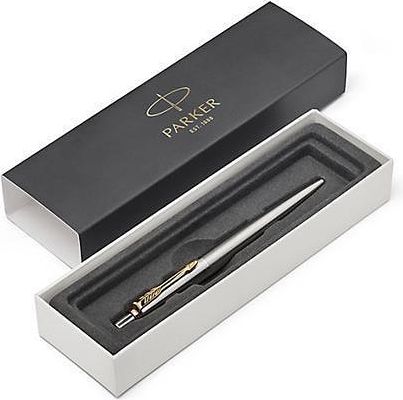 Kuličkové pero "Royal Jotter", modrá, nerez tělo, zlatý klip, PARKER - obrázek 2