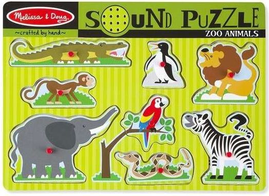 Melissa & Doug - Dřevěné puzzle se zvuky - ZOO - obrázek 1