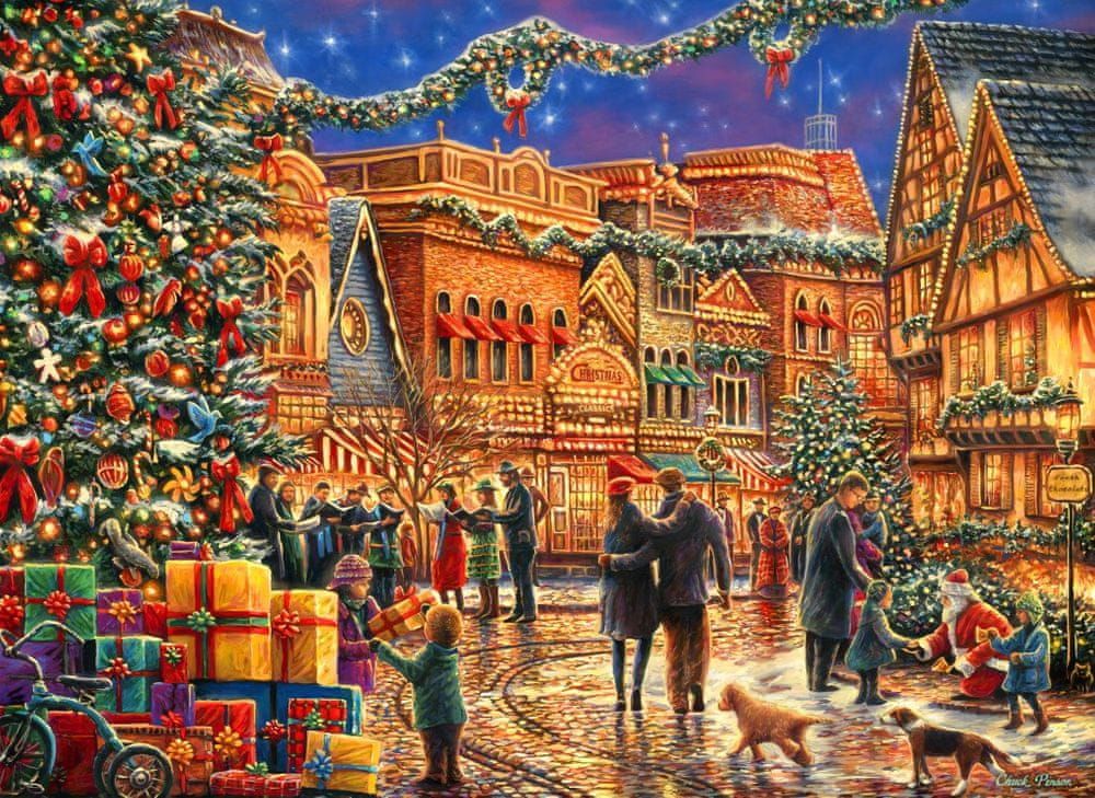 Grafika Puzzle 300 dílků Chuck Pinson - Christmas at the Town Square - obrázek 1