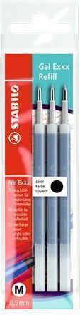 Náplň do rolleru "Gel Exxx", černá, 0,5 mm, gumovací, STABILO, bal. 3 ks - obrázek 1