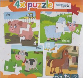 4x puzzle Pig, sheep, cow, horse - obrázek 1