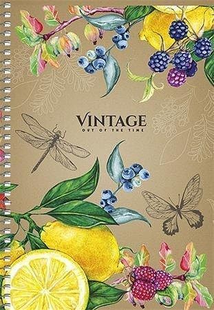 Spirálový sešit "Vintage", mix, A5, čtverečkovaný, 96 listů, SHKOLYARYK - obrázek 2