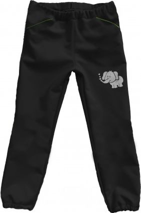 Dětské softshellové kalhoty zimní s prošitím, Velikost  170, Barva Kalhot  Kalhoty černá, Barva prošití  limeta Renis - obrázek 1