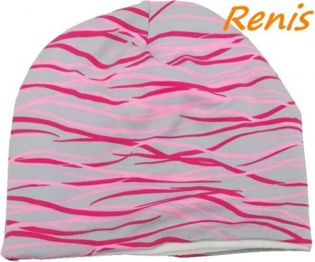 Zimní elastická čepice růžové proužky Renis - obrázek 1