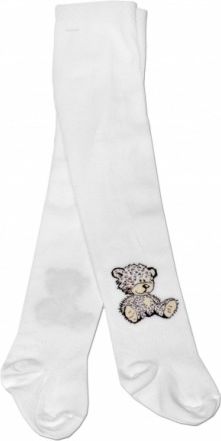 Bavlněné punčocháče Baby Nellys ® - Sweet Teddy - bílé, Velikost koj. oblečení 80/86 - obrázek 1
