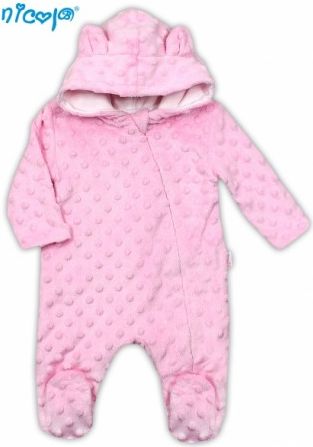 Kojenecká kombinéza/overálek Nicol, Bubble minky - sv. růžová, vel. 56, Velikost koj. oblečení 74 (6-9m) - obrázek 1