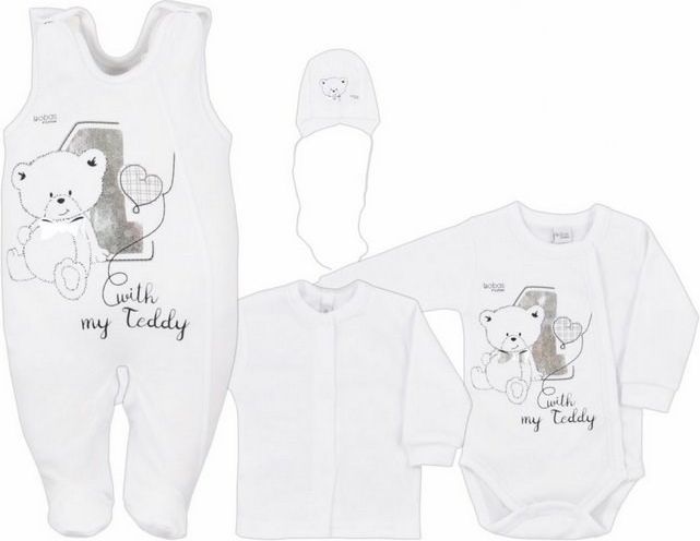 4-dílná kojenecká souprava v Eko krabičce Bobas Fashion Teddy - bílá/50 - obrázek 2