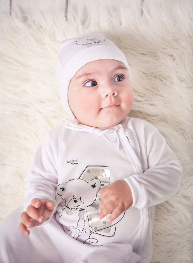 4-dílná kojenecká souprava v Eko krabičce Bobas Fashion Teddy - bílá/50 - obrázek 5