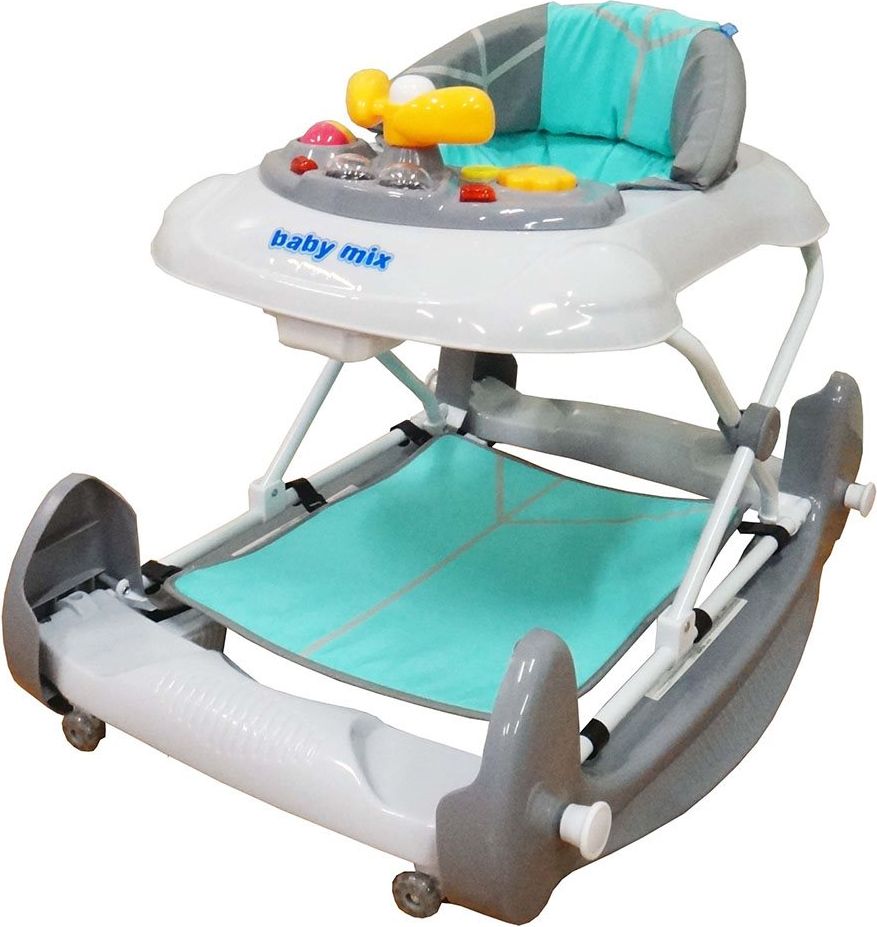 BABY MIX Dětské chodítko s houpačkou a silikonovými kolečky Baby Mix pink - obrázek 3