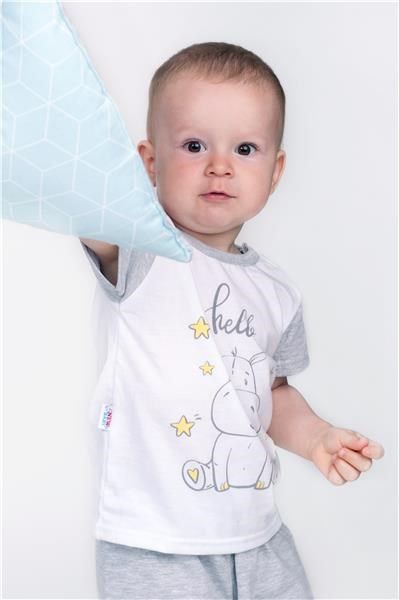 Dětské letní pyžamko New Baby Hello s hrošíkem bílo-šedé&nbsp;-&nbsp;74 (6-9m) - obrázek 5